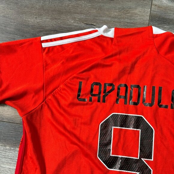 Adidas x PERU Soccer Jersey Red Mens Medium M Slim Fit #9 Lapadula 2023 Official - Picture 12 of 14